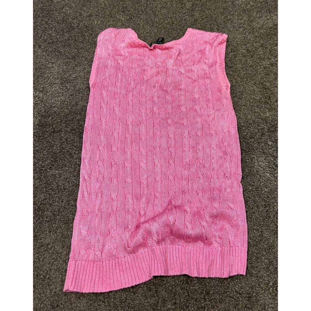 Ralph Lauren Women's Scoop Neck Sleeveless Cable Knit Pink Sweater Vest Size L - Picture 2 of 3